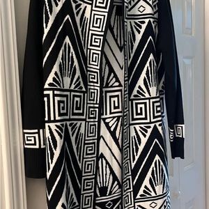 Long black & white cardigan with hood by Twiggy of London